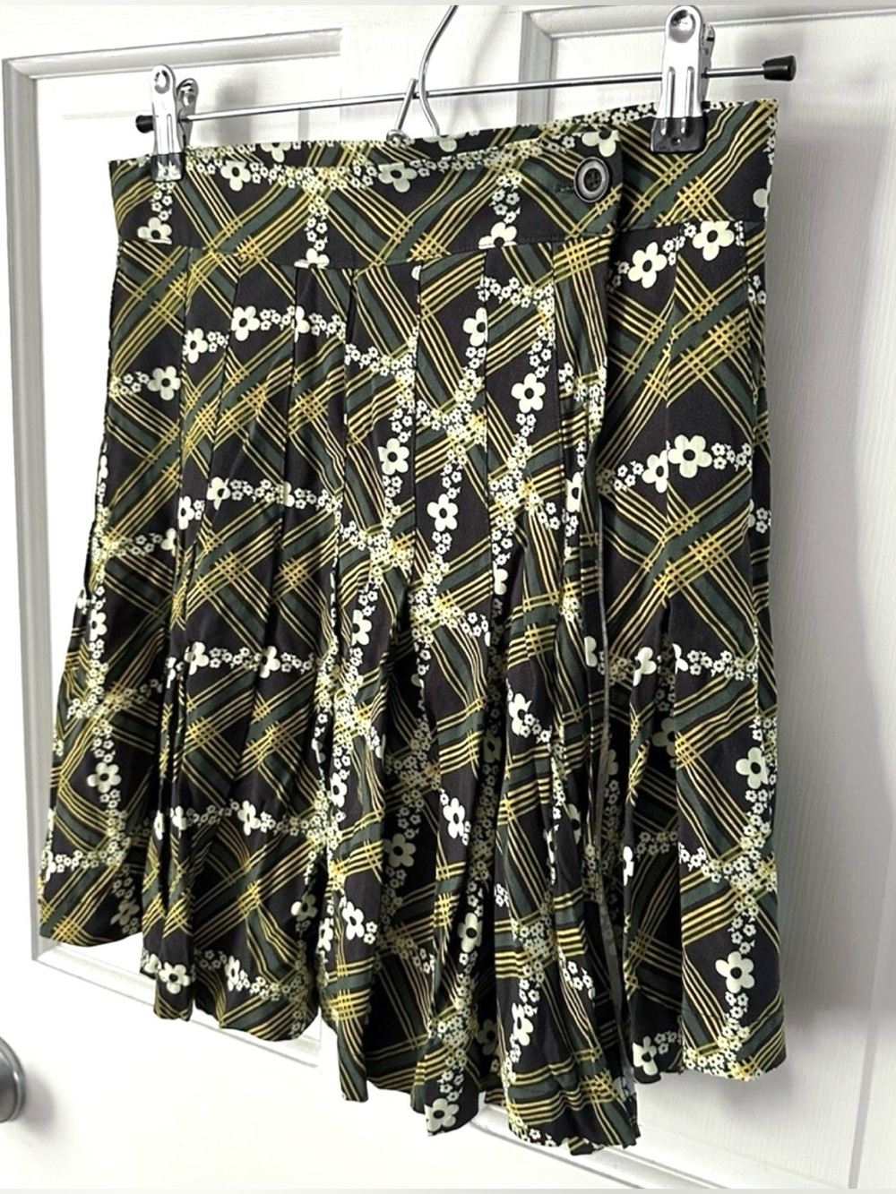Urban Outfitters Floral Plaid Schoolgirl Grunge Pleated Wrap Mini Skirt Size S